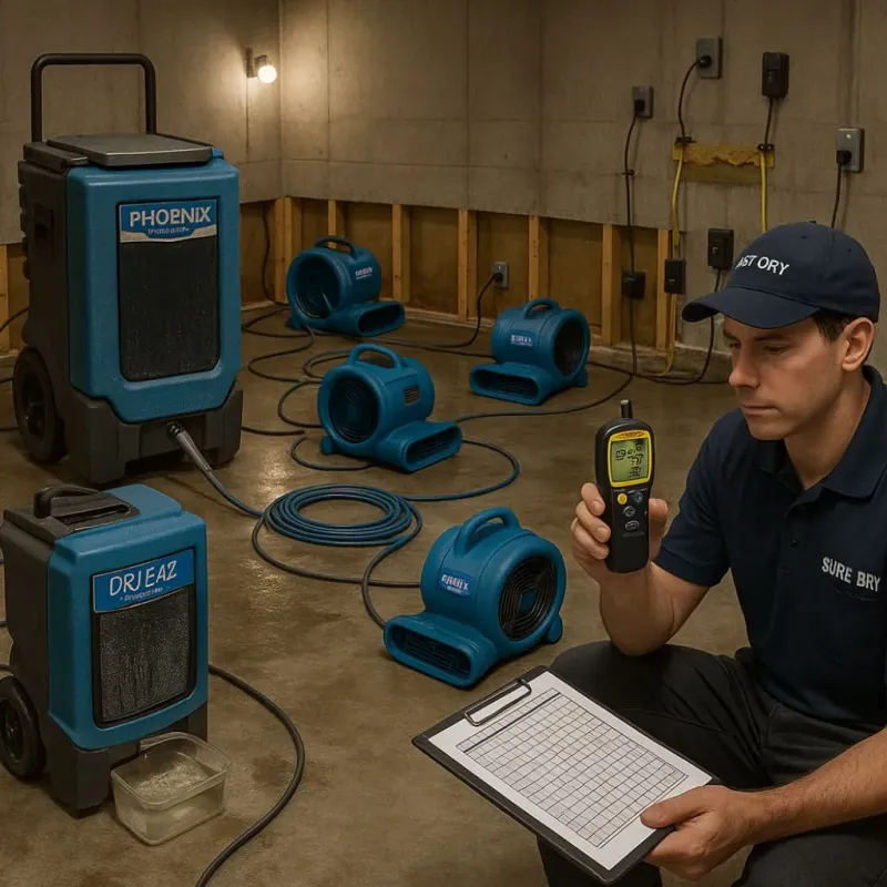 Structural Drying and Dehumidification process in Rural Hall, NC